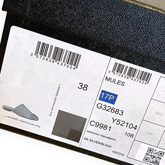 Chanel Iridescent Silver & Black Quilted Lambskin Mules |Size: IT38| - Picture 3 of 11